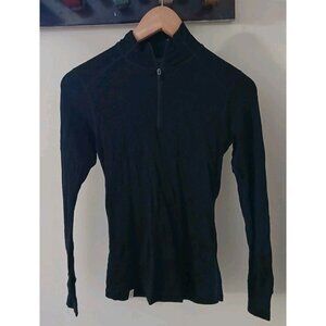 Ibex Quarter Zip 100% Merino Wool Base Layer Top Size Small Black Outdoors